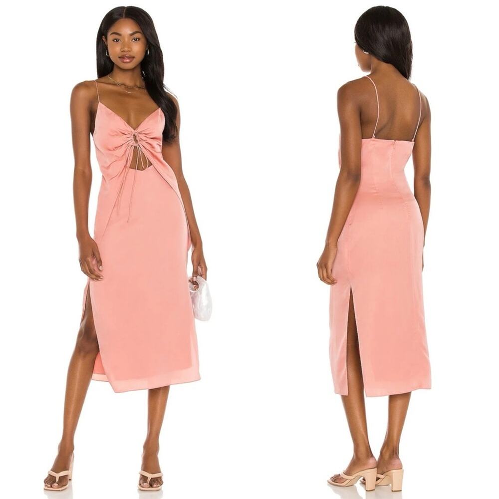 Revolve Song Of Style Copper Pink Midi Dress Open Tie Front Womens Size XS